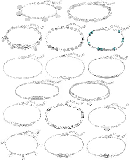 Softones Ankle Bracelets: Gold & Silver Alloy, Adjustable Chain Set