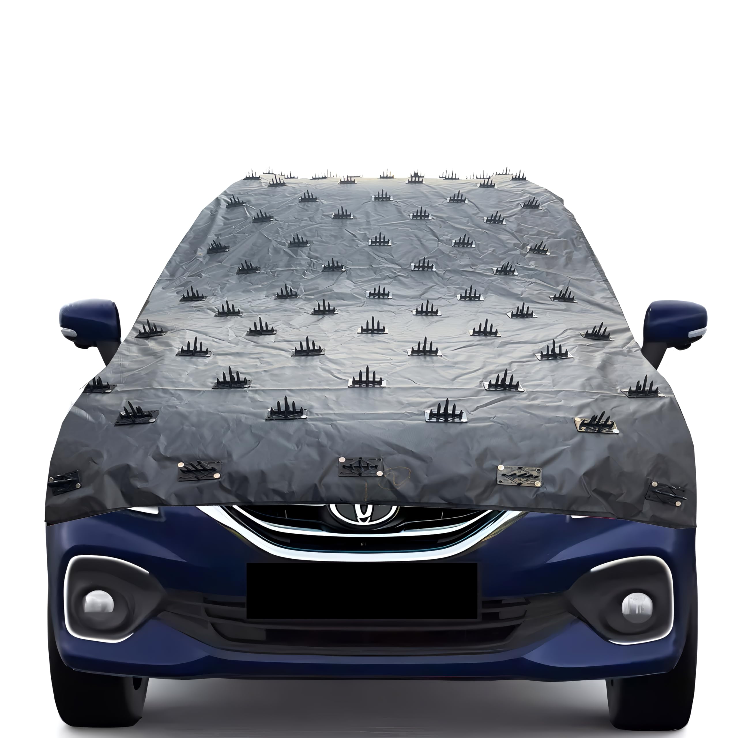 Dustproof Bonnet+Roof Spike Car Cover Complete Protection from Street Dogs Cat Monkeys & Wild Animals, Compatible Universal Size with SUV (10 feet Spike car Cover)-image-48