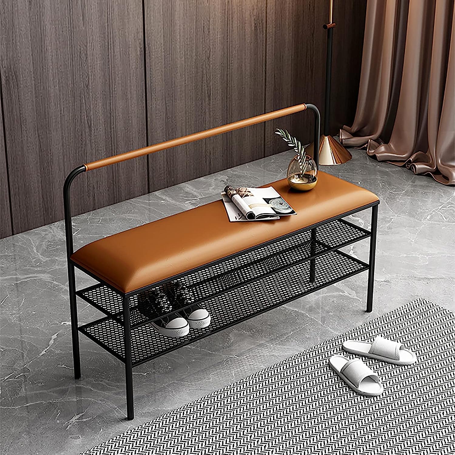 Banc de rangement moderne pour couloir et entrée chaleureuse
