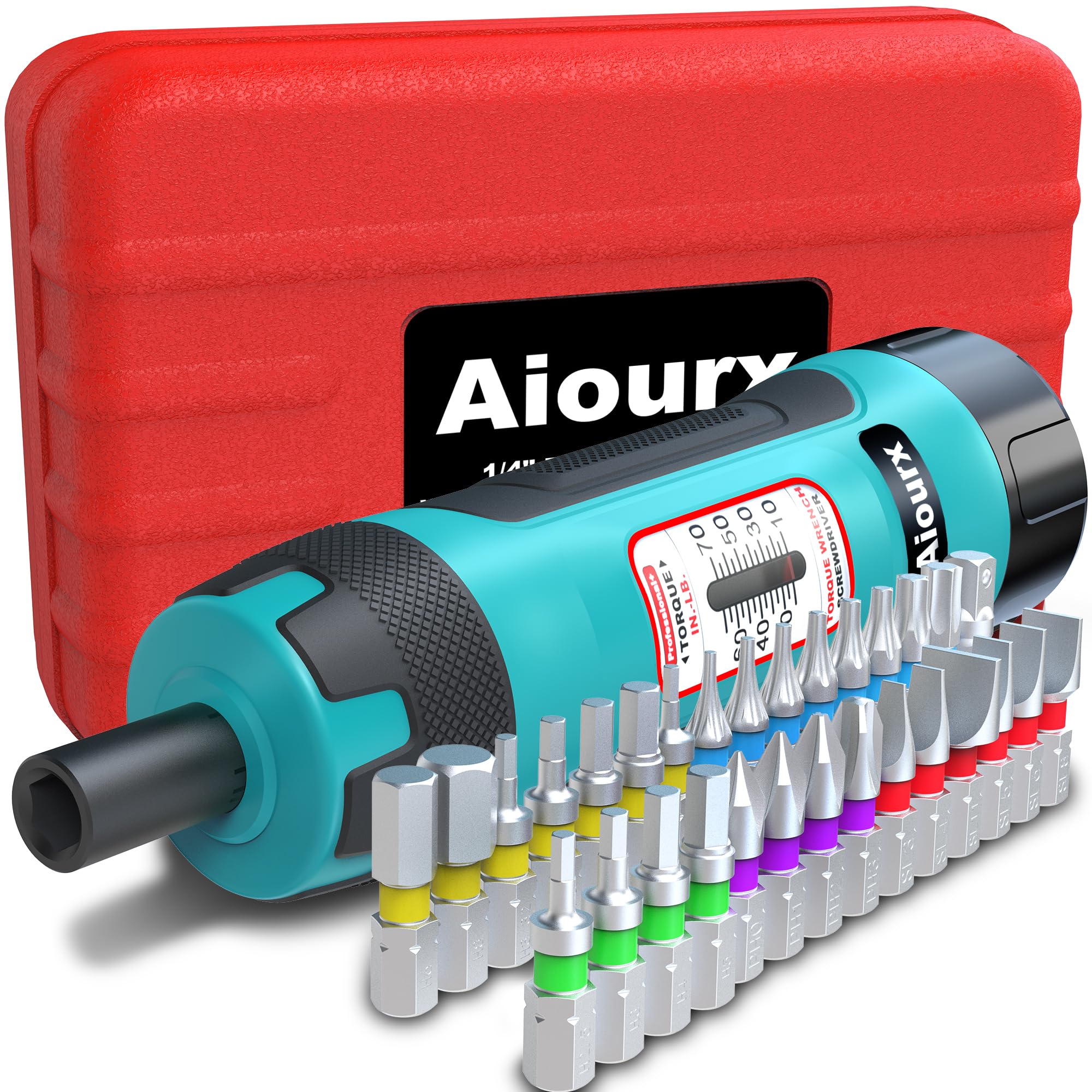 Aiourx 1/4 Inch Drive Torque Screwdriver Wrench Set, 10-70 in.-lb Aiourx 1/4 Inch Drive Torque Screwdriver Wrench Set, 10-70 in.-lb