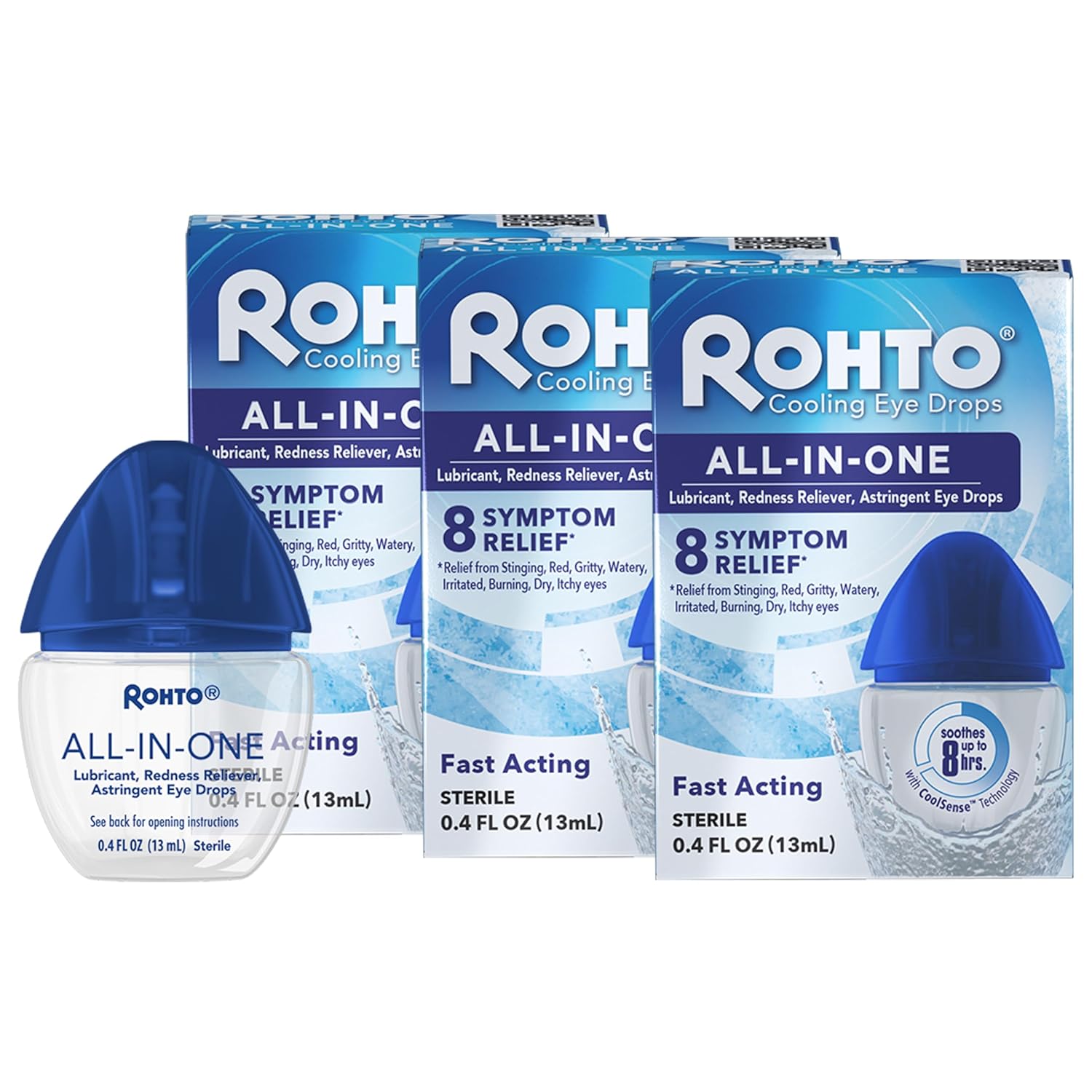 Rohto Ice All-in-one Multi-Symptom Relief Cooling Eye Drops 0 4 oz 3Count
