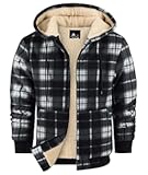 Heavy Thick Hoodies for Men Plaid Flannel Warm Sherpa Fleece Lined Winter Full Zip Up Coat