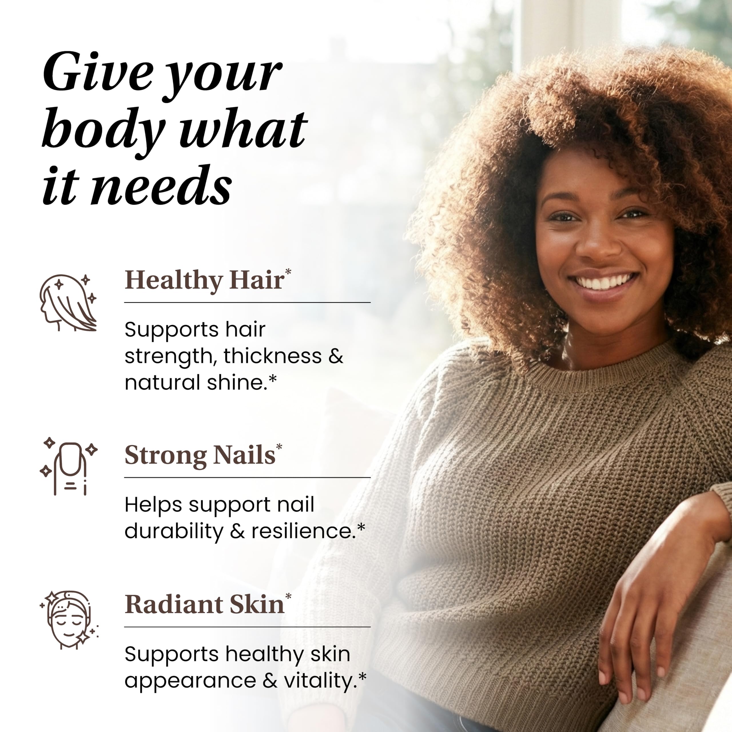 Sandhu's Biotin 6000mcg Collagen Keratin Hair Skin Nails Supplement, 60 Ct — Amazon image 5