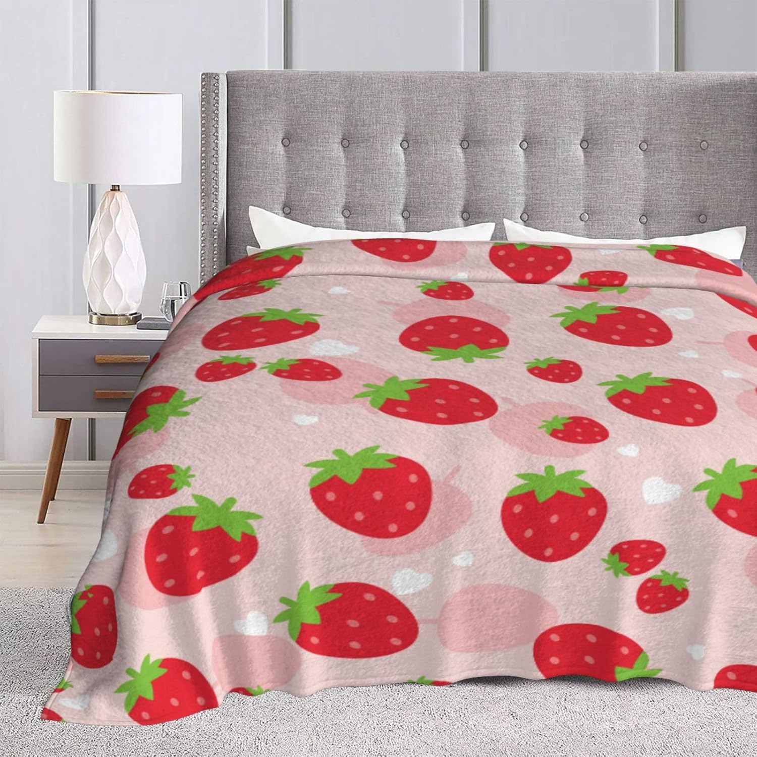 Red Strawberry Throw Blankets All Season Ultra Soft Warm Fleece Blanket for Home Bed Sofa Couch Chair Outdoor Travel Camping 40x30 Inch - Image 8