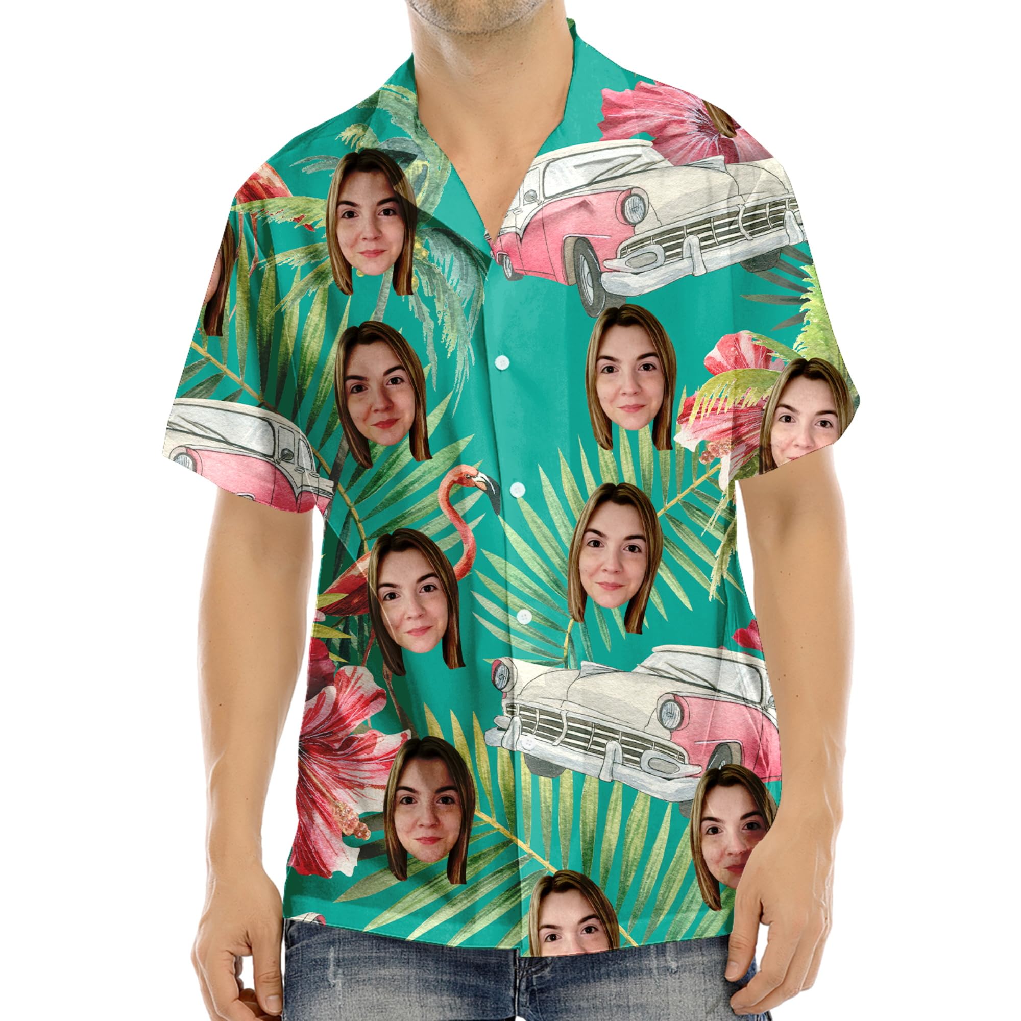 Esseur Cara Personalizada Camisas Hawaianas para los Hombres, la Cara Personalizada Camisa de impresión, Regalo para la Fiesta de Verano de Playa