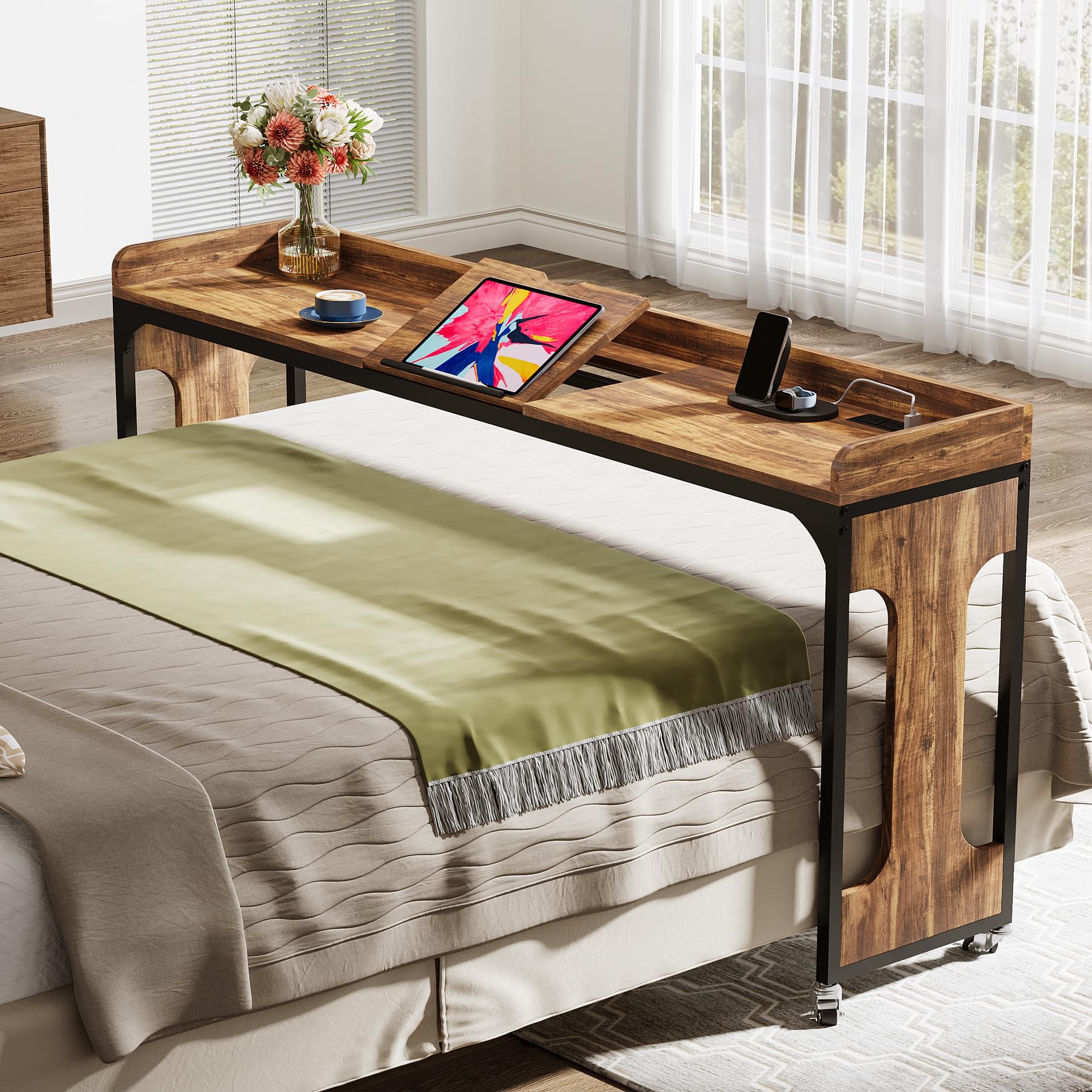 Tribesigns Overbed Table with Wheels, 71