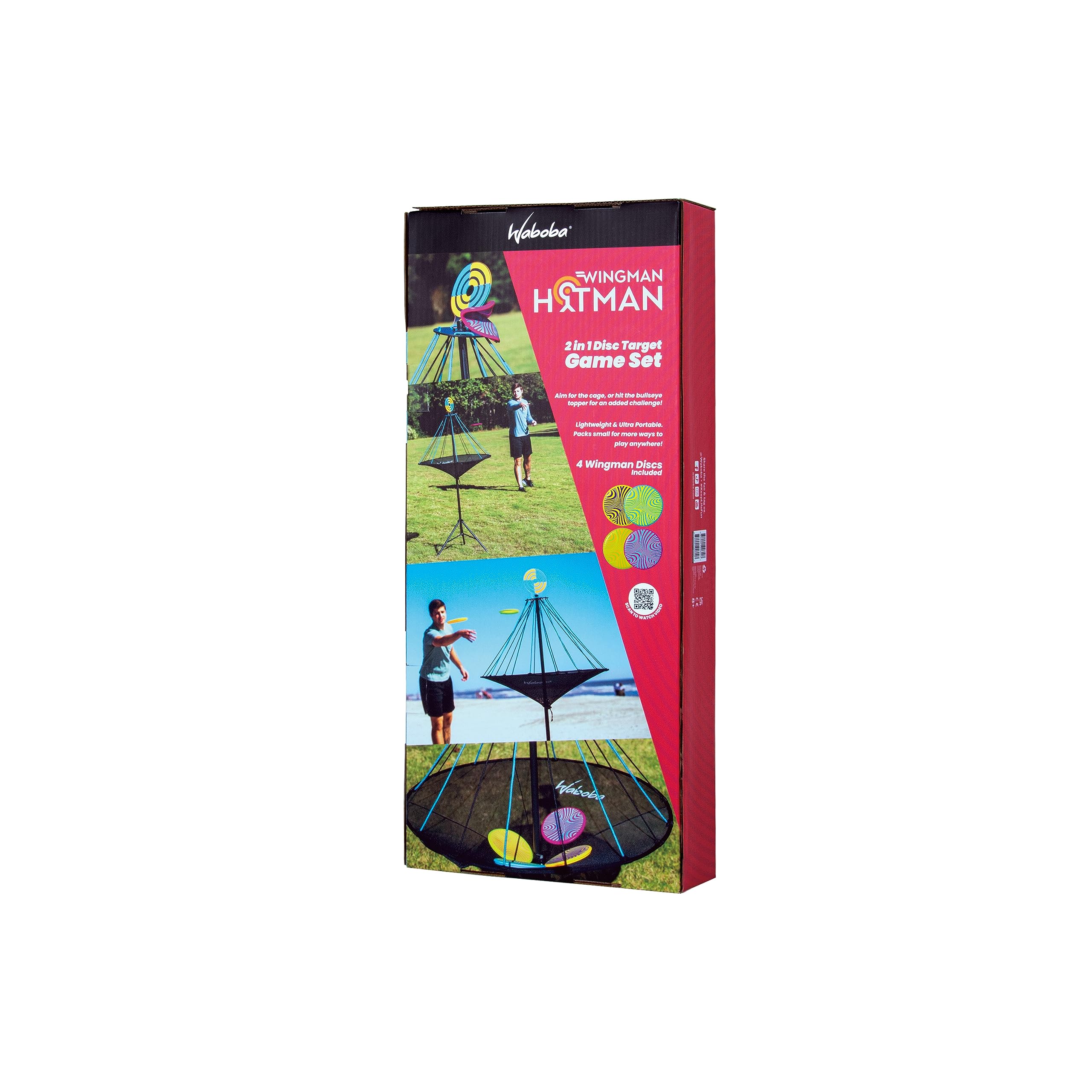 Waboba Backnine, Nomadische Disc Golf/Frisbee Gooien Vliegend Doelspel, Draagbare Outdoor Tuin Strand Set met 4 Wingman Discs, 1 Ring, Score Card & Draagtas, One Size - 285 x 285 x 5 mm
