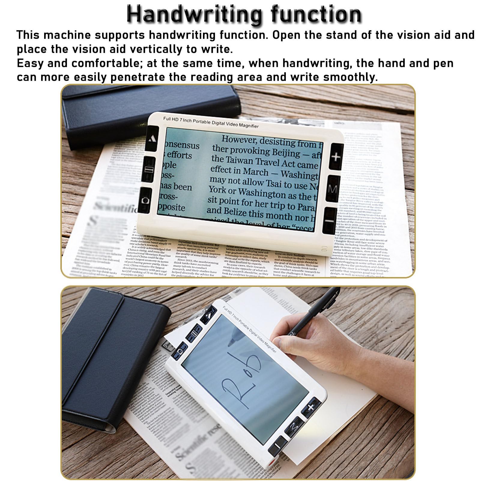Lupa electrónica de 7 Pulgadas con Zoom de 2X a 32X, Lupa portátil para Lectura de periódicos para Personas con discapacidad Visual, Lupa Digital de 26 Modos de Color, para Personas Mayores