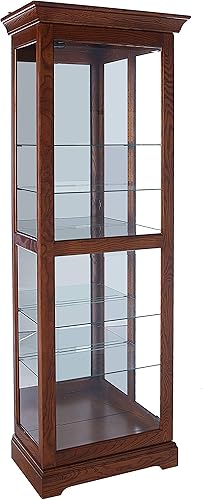 Miniatura 4 de Howard Miller Moorland Curio Cabinet 680-471 - Decoración del hogar con acabado de roble legado, seis estantes, vitrina de siete niveles, puerta