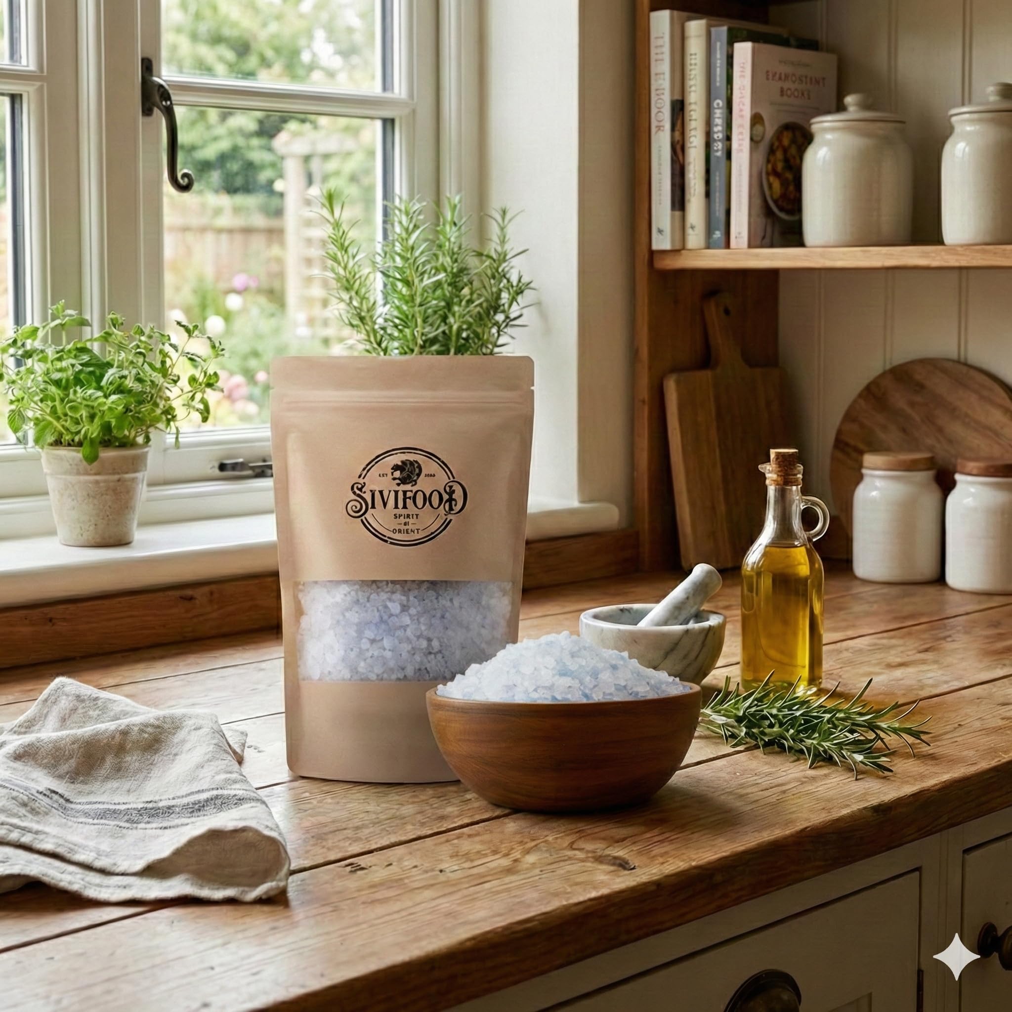SIVIFOOD sale blu grosso 600g - cristallino blu, da cucina, gourmet a grana per macinaspezie in regalo, sale a grana per macinasale in regalo blue salt