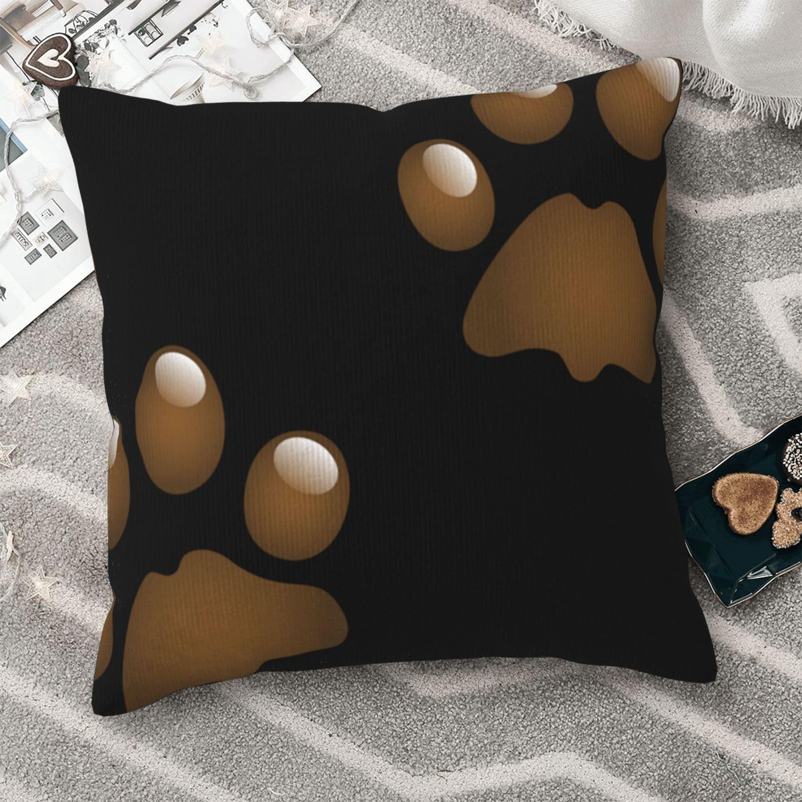 Housse de coussin en velours côtelé de qualité supérieure motif pattes