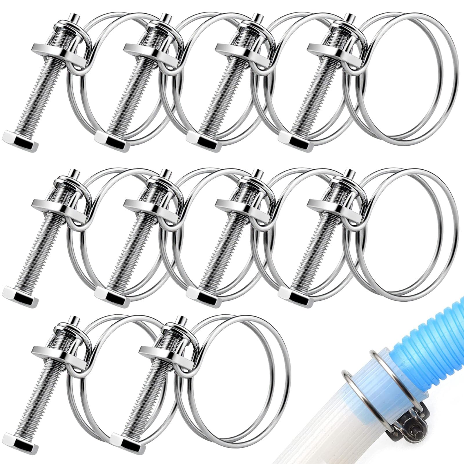 AYUMAL Double Wire Hose Clips, 36-40mm Adjustable Hose Clamps, 10PCS