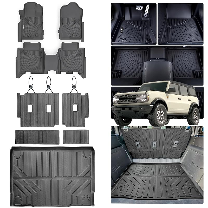 Kit de tapetes e forro de porta-malas para Ford Bronco 4 portas 2021–2026, TPE, preto, AltraVos