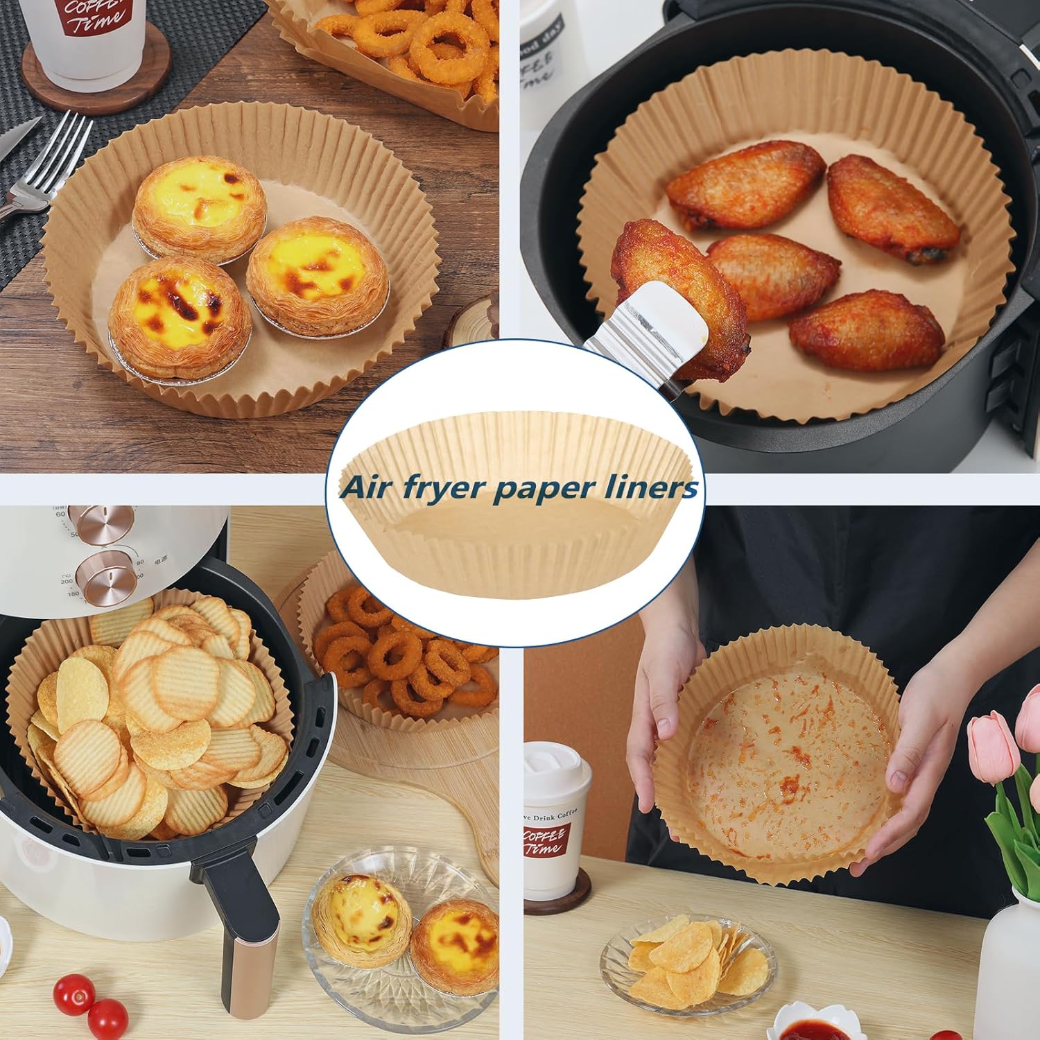 Air Fryer Liners Disposable 6.5 IN,500PCS Round Non-Stick Parchment Paper Parchment Paper for 3-5QT Air Fryer Roasting Microwave Basket