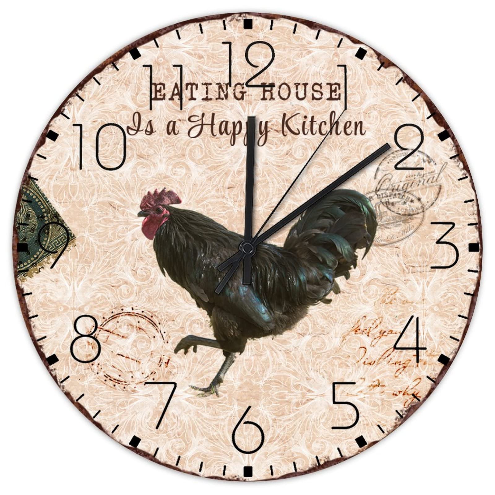 Horloge murale silencieuse de 30,5 cm déco bois style ferme et garage