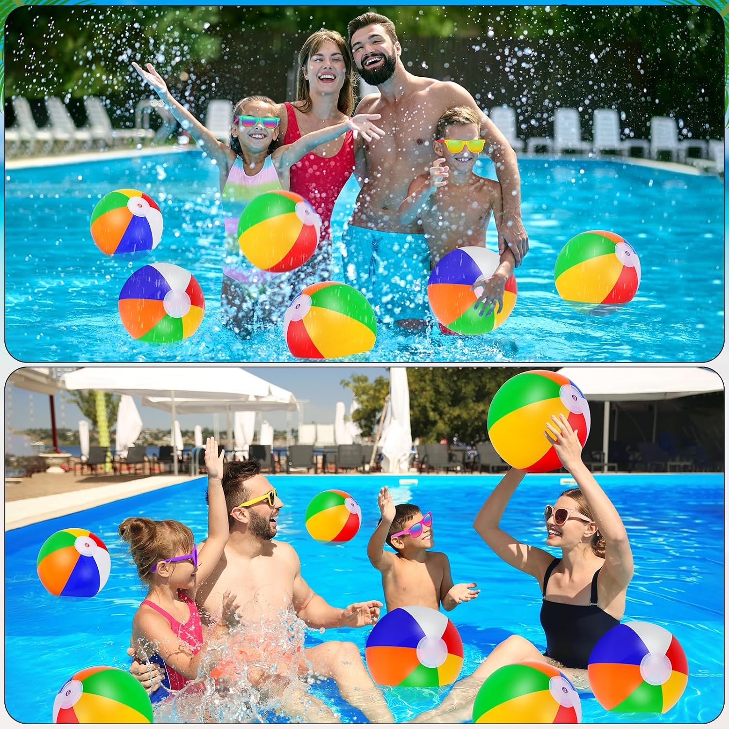 60 Pcs Kids Summer Beach Party Favors Sets- Includes 30 Inflatable Beach Balls Bulk, 30 Neon Sunglasses Bulk, Rainbow Colored Beach Ball Summer Pool Party Toys for Water Games Hawaiian Party