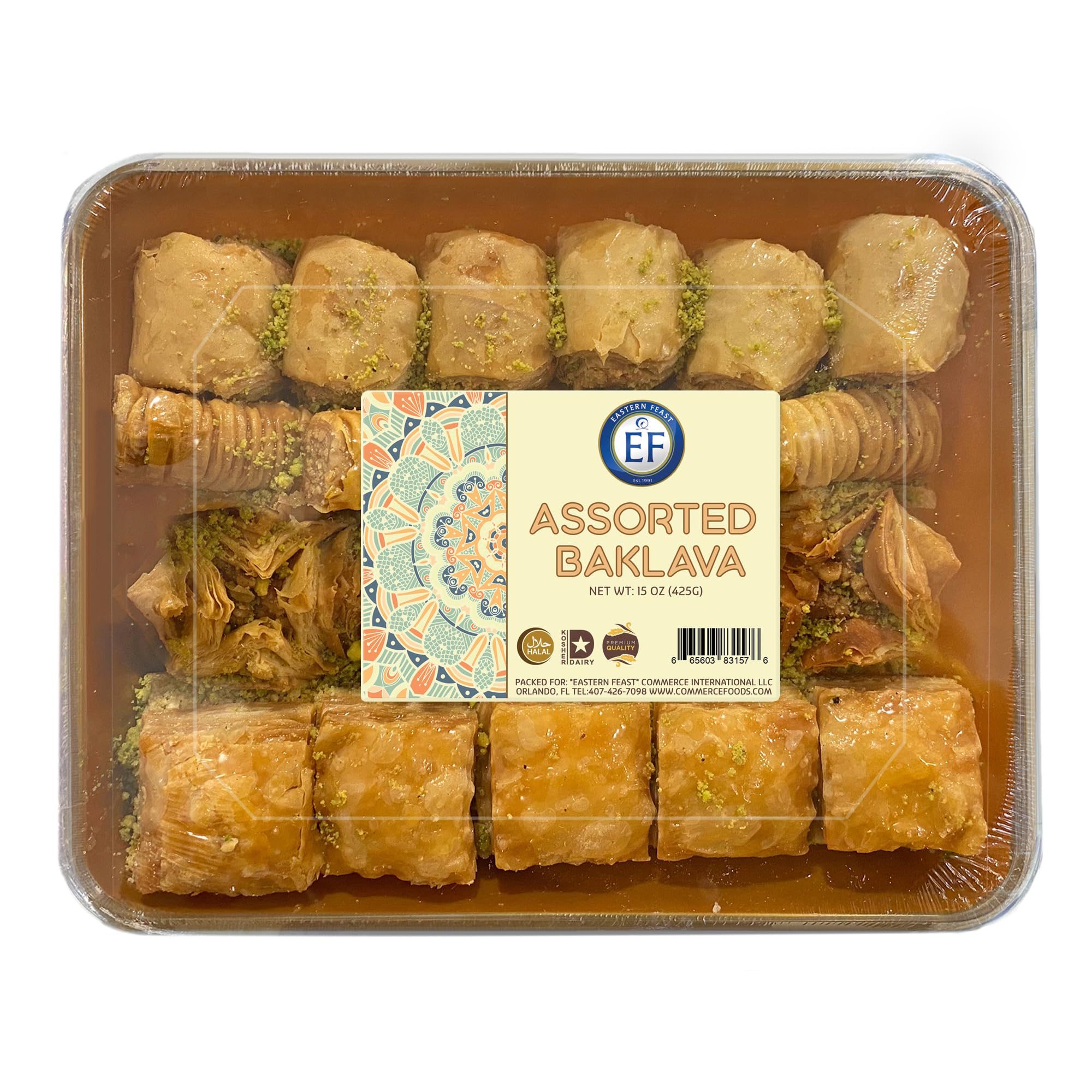 EF - Premium Assorted Baklava,15 OZ (425G), Halal, Kosher