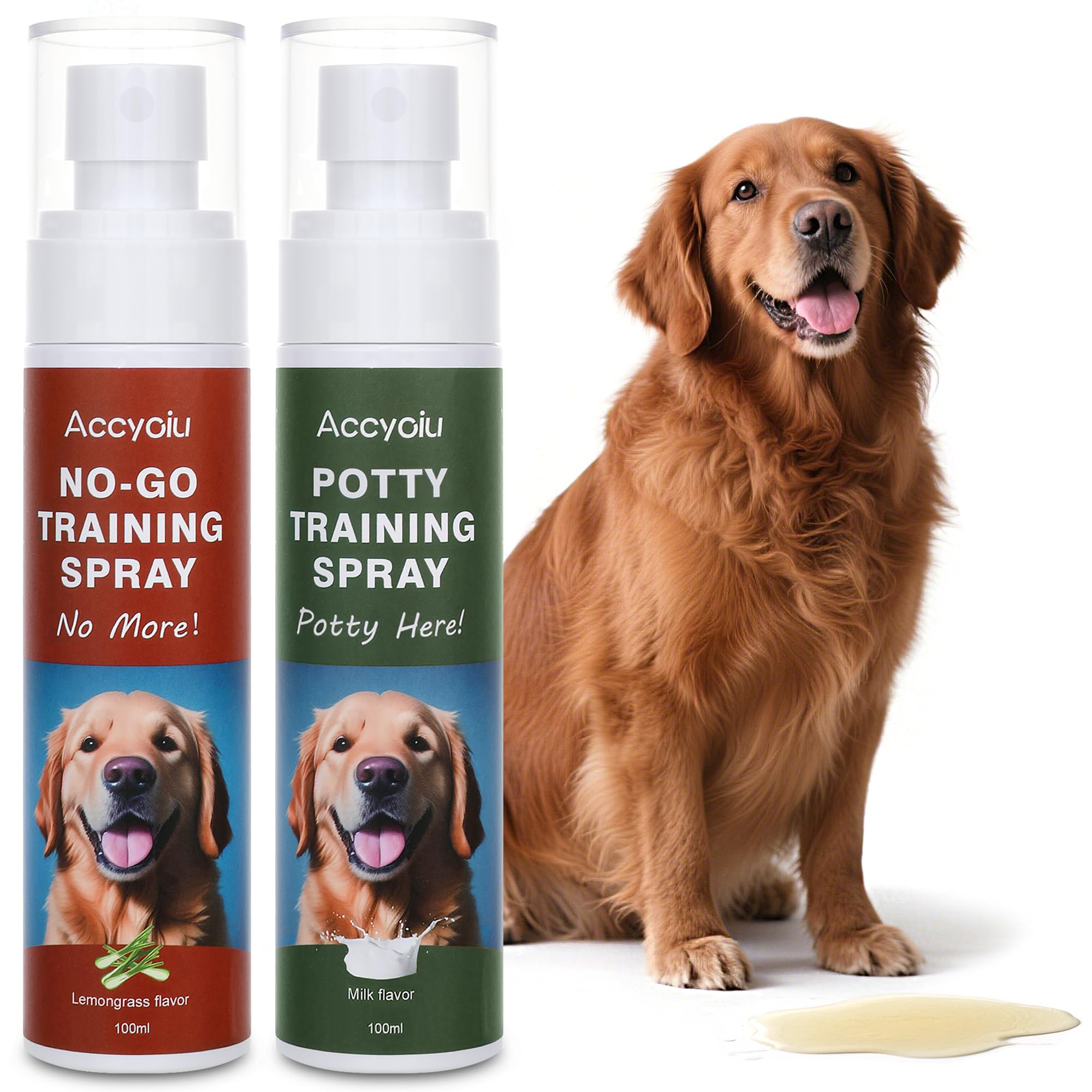 Accyoiu Dog Potty Training Spray 2 Pack – 2-in-1 Puppy Attractant & Training Aid for Indoor and Outdoor Use – Helps Guide Dogs Where to Go – Safe for Pads, Grass, Furniture – 3.38 Fl.Oz/100ml