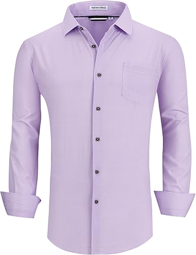Alex Vando Mens Button Down Shirts Wrinkle Free 4-Way Stretch Print Business Casual Shirt