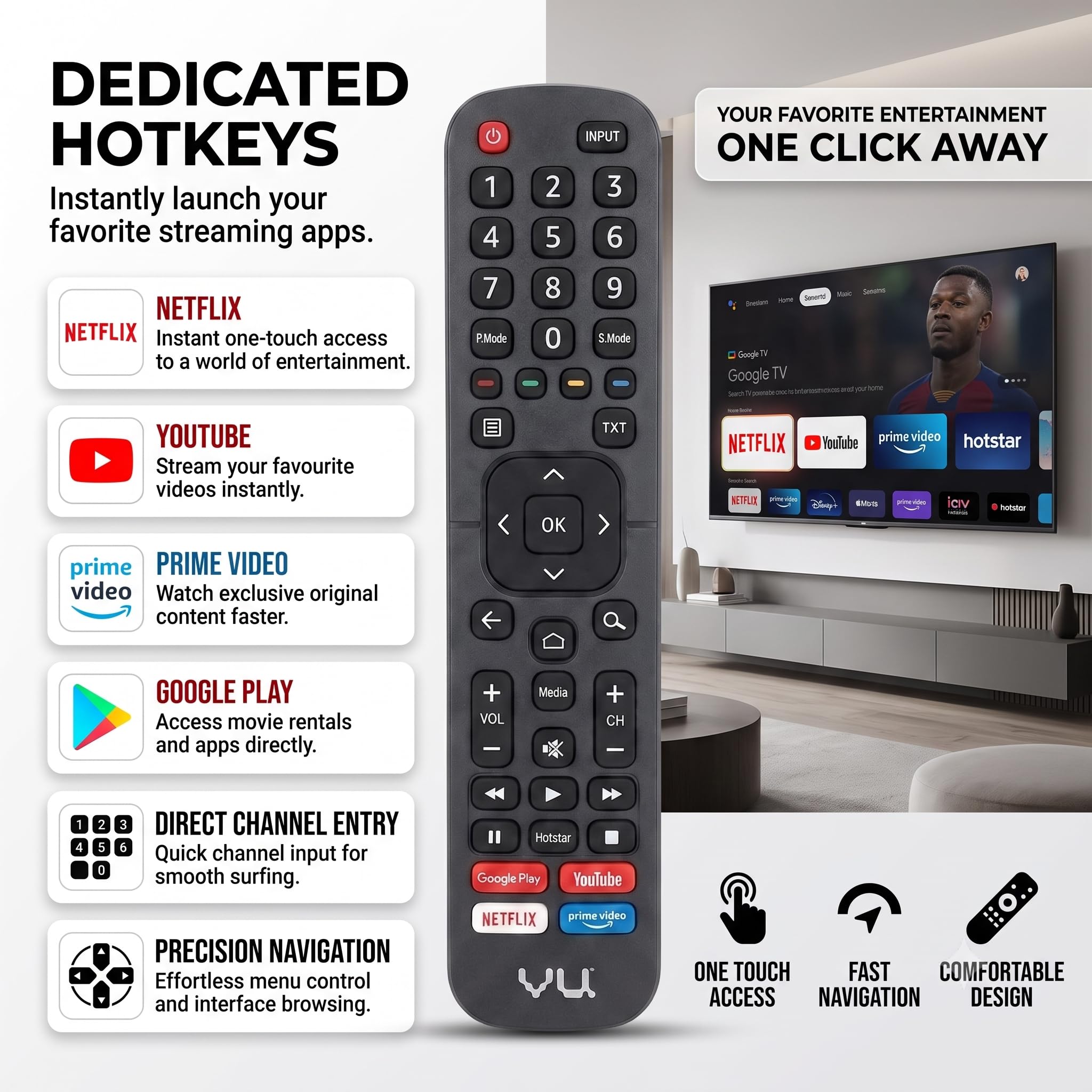 K2 Remotes Compatible for VU Smart TV Remote – Replacement for EN2BX27V & EN2BY27V Models | Works with VU 32US & 43US LED FHD Android TVs | Non Voice IR Remote | Exact Match Required — Amazon image 3