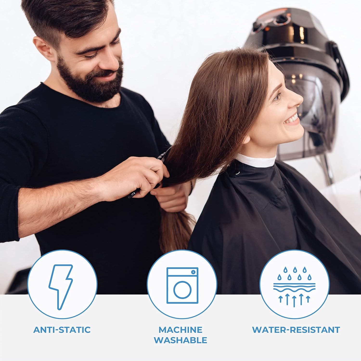 ForPro Professional Collection, Poly Chemical, Hair Salon Styling Cape with Adjustable Snap Closure, 58” l x 47” w : Beauty & Personal Care