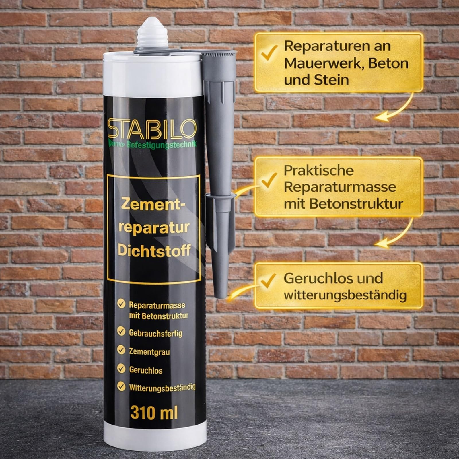 12x Zementreparatur Dichtstoff 310ml | Reparatur-Mörtel, Cement Repair, Fugenmörtel | 12 Stück