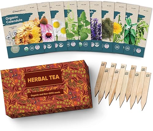 Paquete variado de semillas de té de hierbas, 10 paquetes de semillas de hierbas medicinales, semillas de hierbas orgánicas certificadas sin OMG,