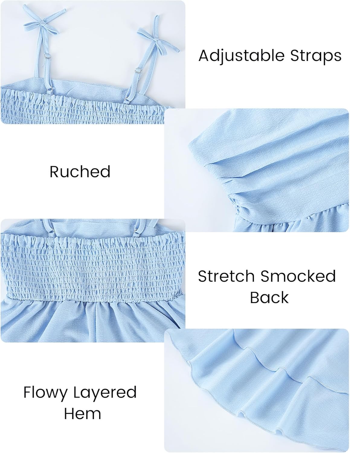 Girls Spaghetti Strap Smocked Dress Tween Sundress Tiered Flowy Cute Dresses for Girls Princess Hawaiian 8-12Years - Image 5