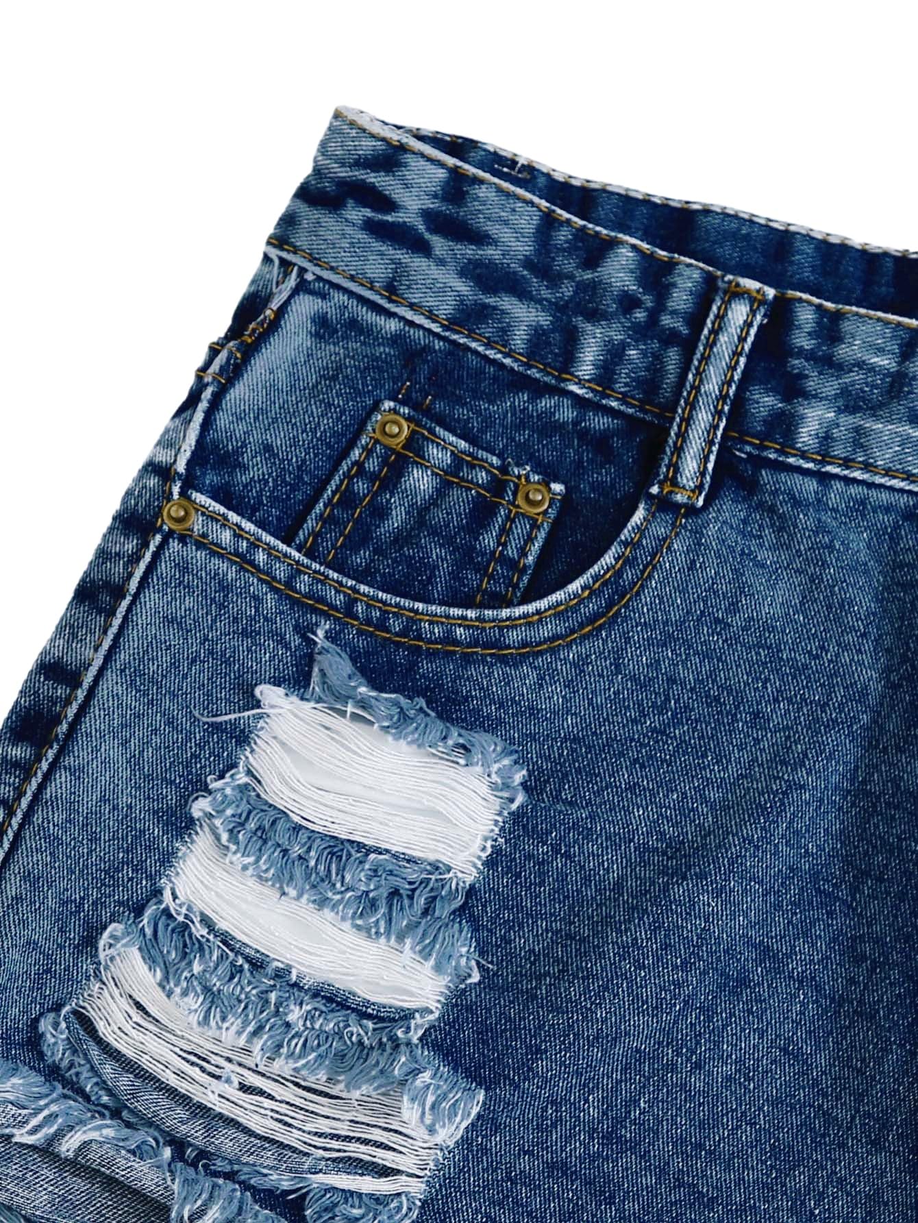 SOLY HUX Short en jean court pour femme - Taille haute - Avec franges - Short d'été