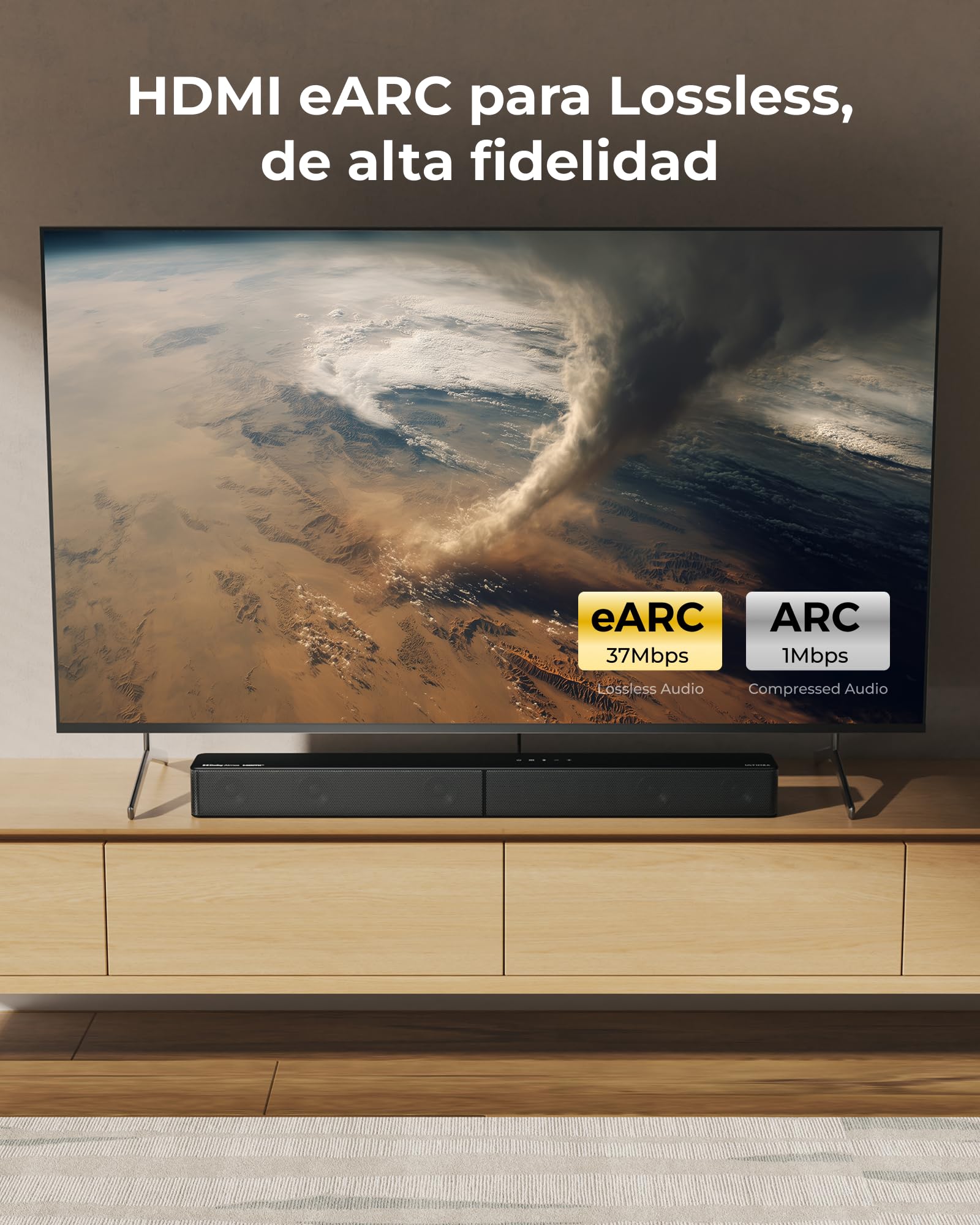 ULTIMEA 5.1ch Barra de Sonido TV con Dolby Atmos, Sistema de Sonido Envolvente para Home Cinema, Barra de Sonido con Subwoofer para TV, 340W, Bajos Ajustables, App, Bluetooth 5.4, Poseidon M60 Boom — view 8