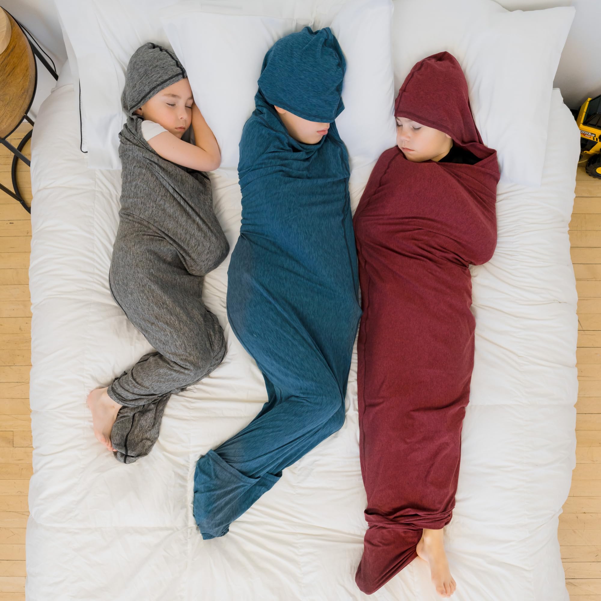 Hug SleepHug Sleep Hooded Sleep Pod for Kids, Wearable Blanket for 7-10 Year Old Girl or Boy, Weighted Blanket Alt, Seen on Shark Tank, Cooling Sensory, Machine Washable Cozy Blankets, Grey