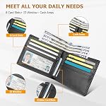 Sigtrenx Slim RFID Blocking Mens Wallet, Genuine Leather Thin Bifold Wallets for Men, Fits 9 Credit Cards with ID Window (Black)