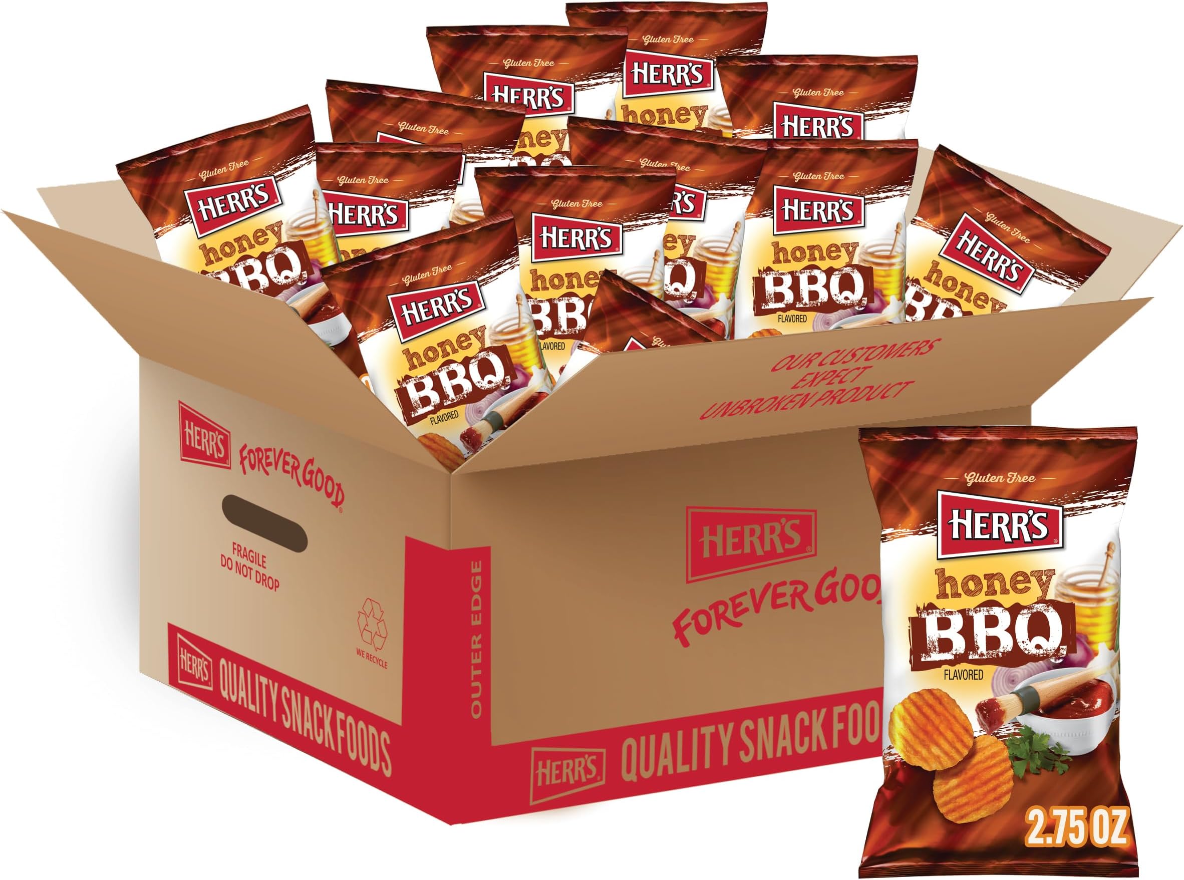Amazon.com: Herr's Honey BBQ Potato Chips, 2.75 Ounce (Pack of 24 Bags ...