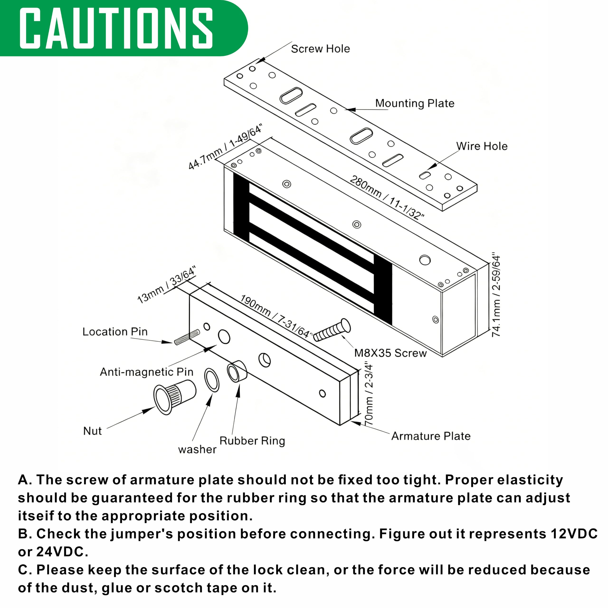 UHPPOTE 500 kg 1200LBS Haftkraft Single-Tür elektromagnetischen Schloss Fail Safe-Modus | Mit LED-Anzeige und Türstatus-Sensor für Zugangskontrollsystem