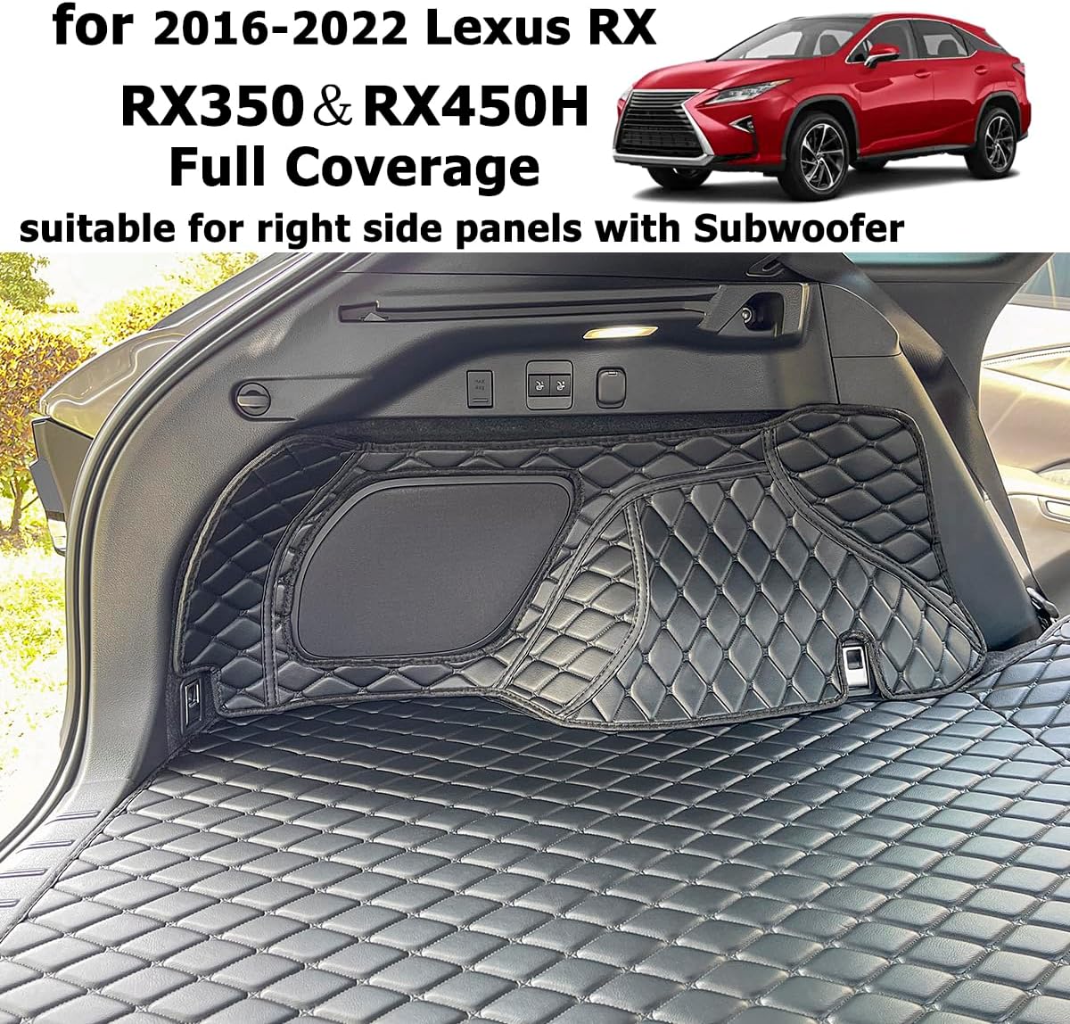 Cargo Mat for 2016-2022 Lexus RX 350 RX350 RX450H Trunk Mat (Suitable for Right Side Panels with Subwoofer) Cargo Liners RX350