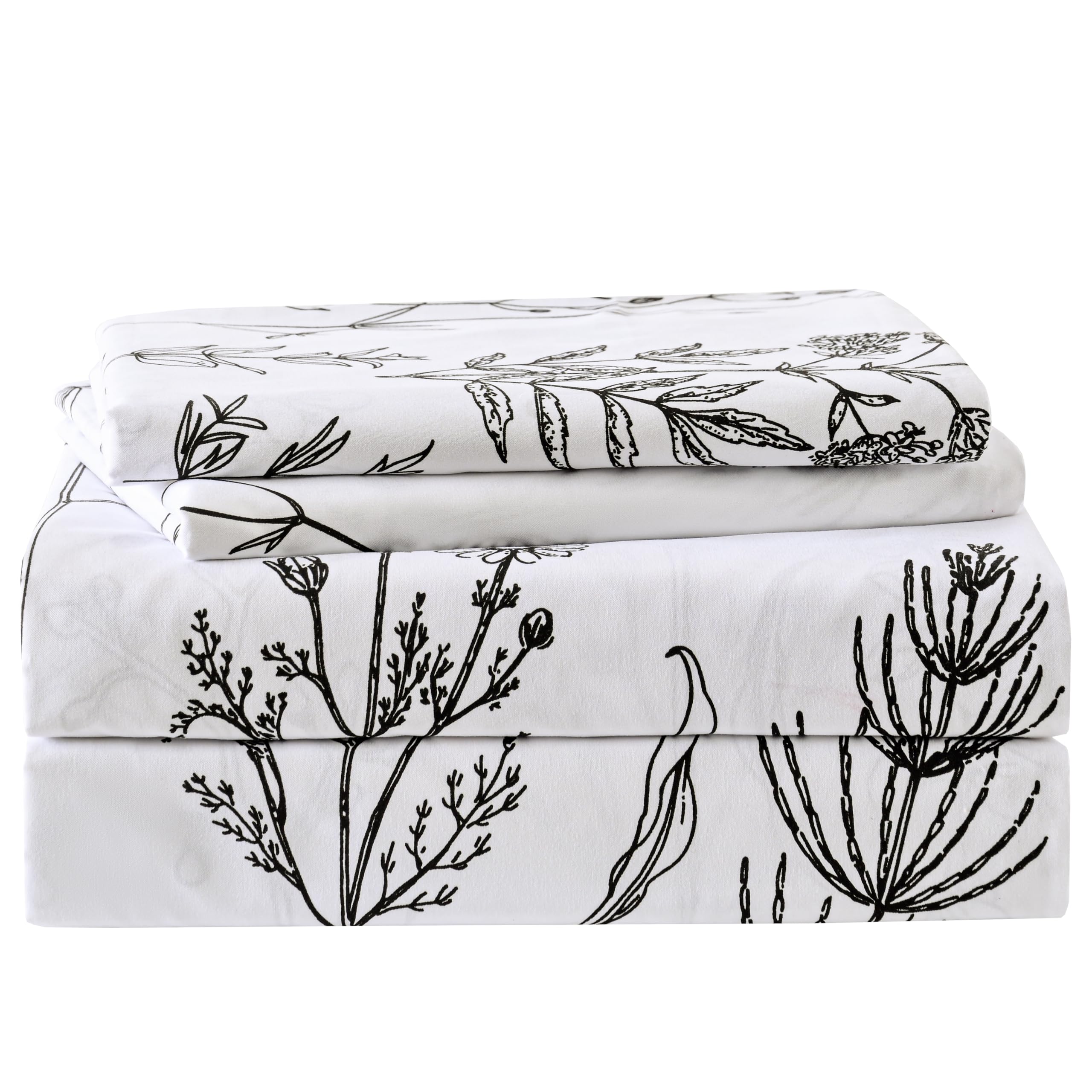 Yibeizi Floral Printed Sheet Set Queen Boho Botanical Rustic Pattern Bed Sheets Microfiber Bedding Sheets Pillowcases Soft 15