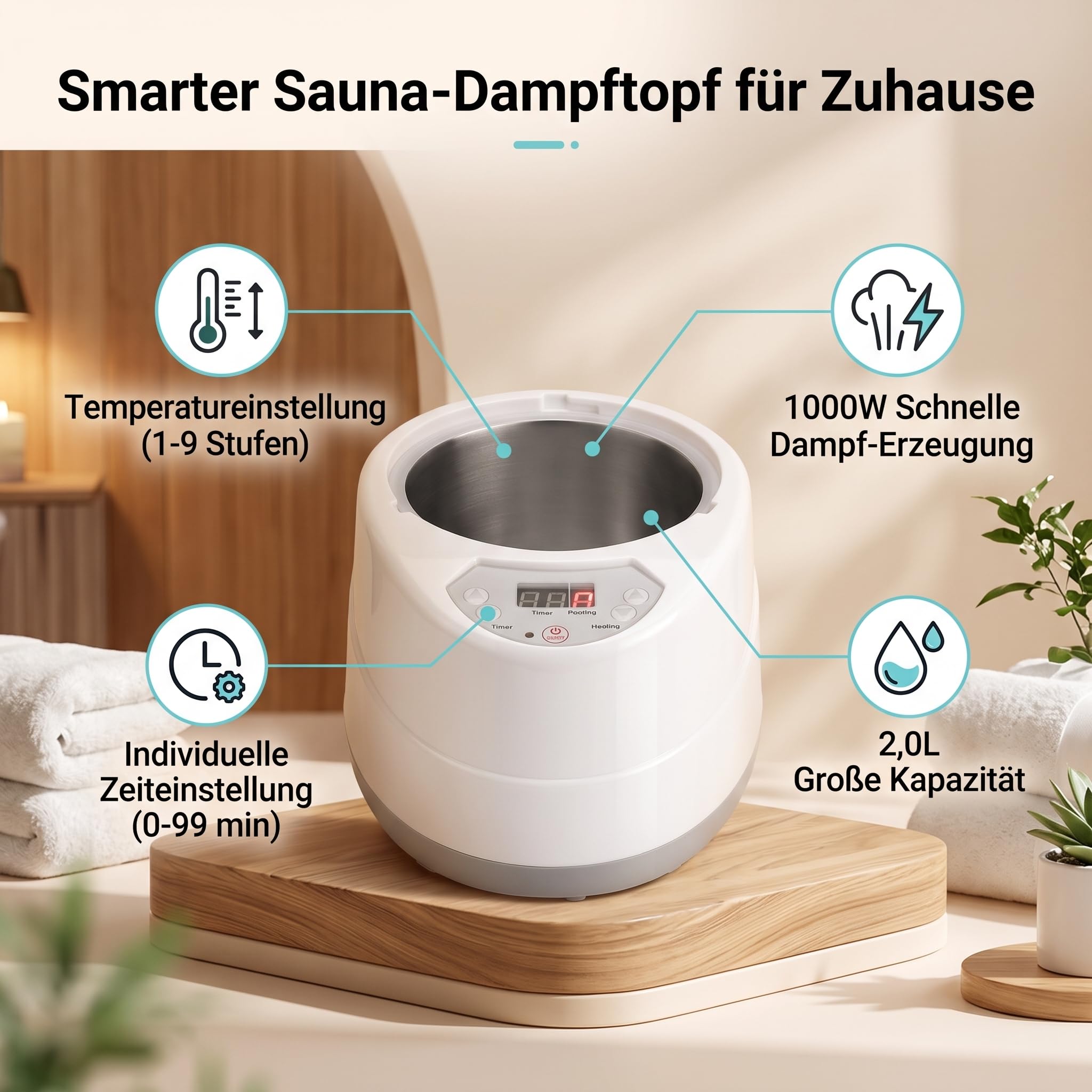 Ejoyous Sauna a Vapore, Macchina a Vapore da 1000 W Sauna a Vapore Portatile Macchina a Vapore da 2,0 L Sauna Mobile per la Casa con Telecomando Pentola a Vapore per Spa del (Spina