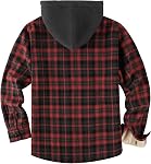 ZITY Veste en flanelle pour hommes avec Vestes en Plaid épaissies à Hood avec Doublure en Flanelle à capuche zippée