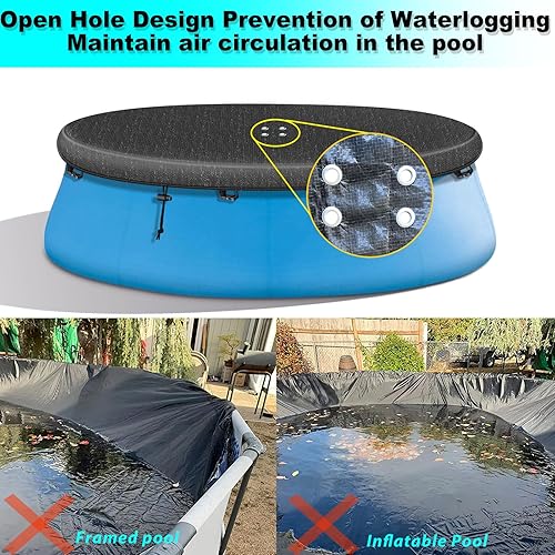 Miniatura 3 de Cubierta inflable redonda de 15 pies para piscinas sobre el suelo, instalación rápida, prevención de encharcamientos, cubierta de piscina de una