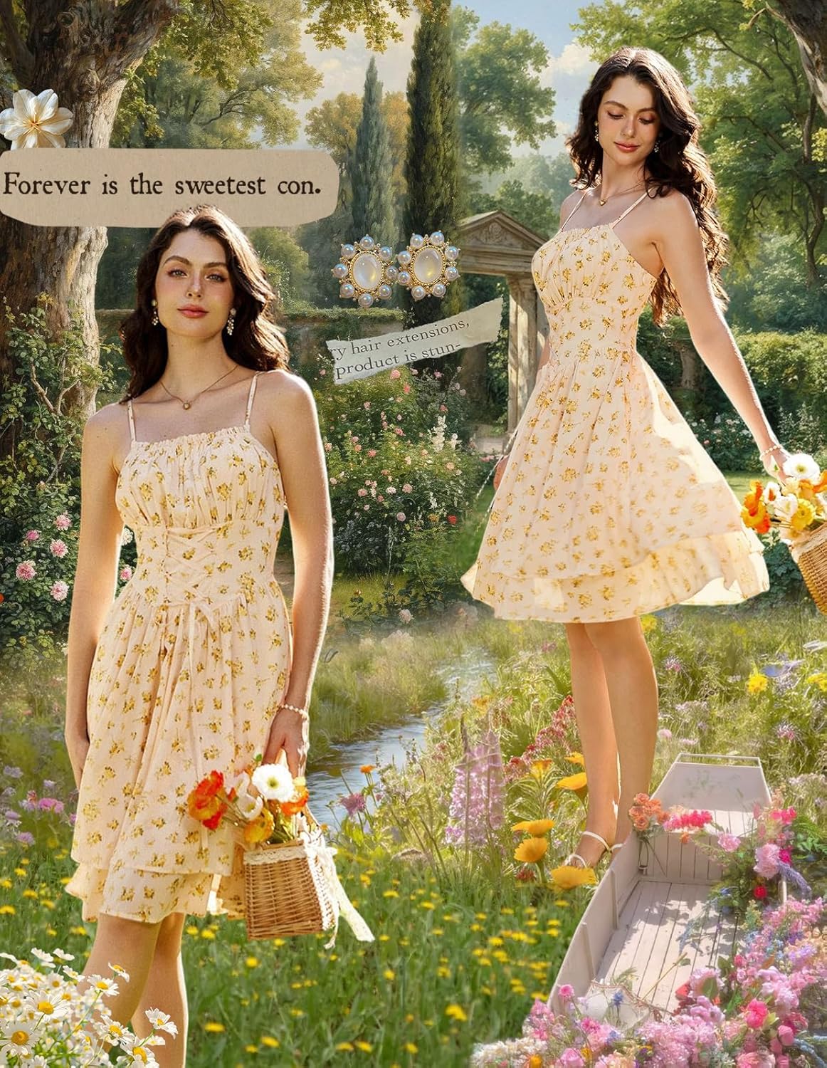 Scarlet Darkness Women Corset Floral Dress Spaghetti Strap Mini Sundress for Teens - Image 5