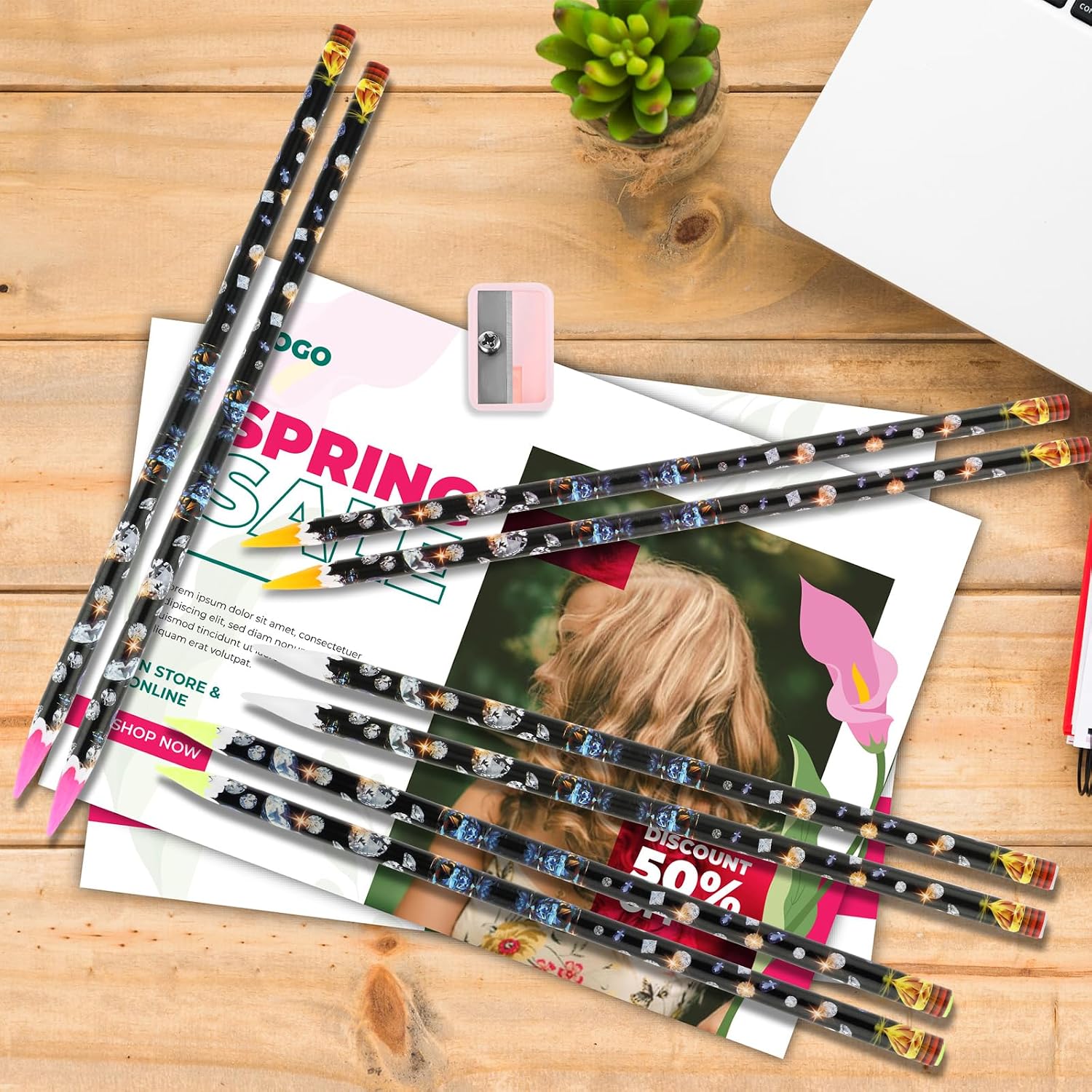 Mabor 8 Pcs Diamond Art Pen Rhinestone Picker Pencil Nail Point Drill Pen Self Adhesive Resin Picker Dotting Pick up Tools for Nail Art DIY with Pencil Sharpener