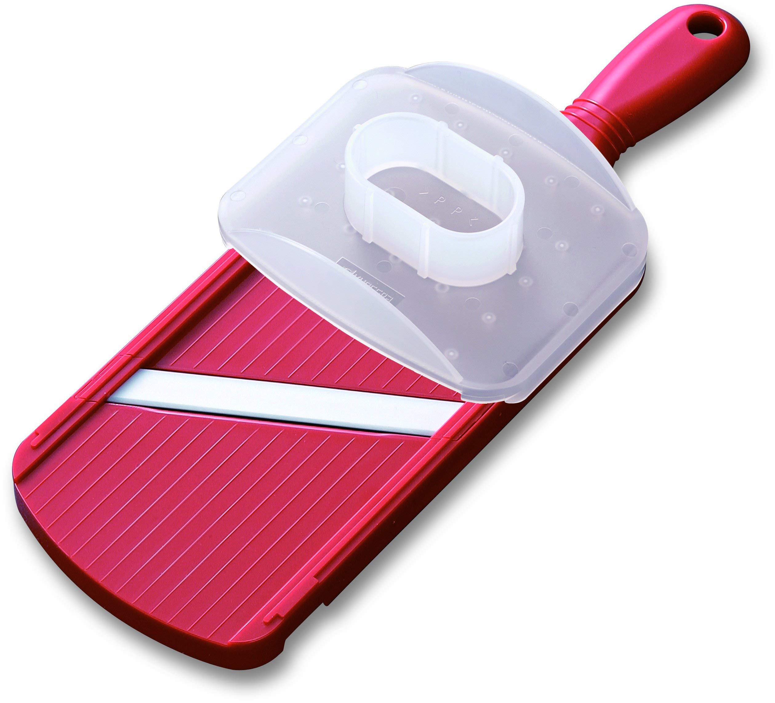 Kyocera CSN-152-NRD, Mandoline Slicer, rallador Doble Filo, Cuchilla de cerámica de Zirconia Afilada, Que Incluye Protector de Mano, Ligero, Apto para lavavajillas, Rojo