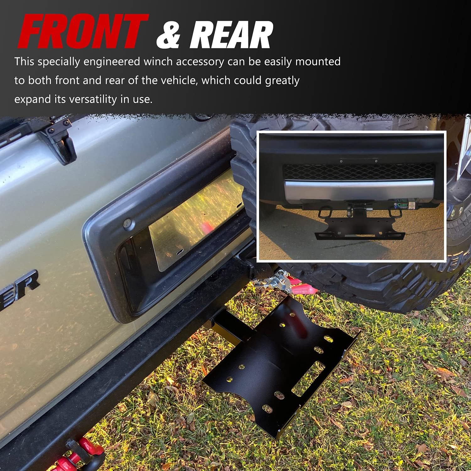 FieryRed Universal 2" Receiver Trailer Hitch Winch Mount Plate, Winch Hitch Cradle Mounting Plate, Trailer Winch Mount Bracket Fit for ATV UTV Truck