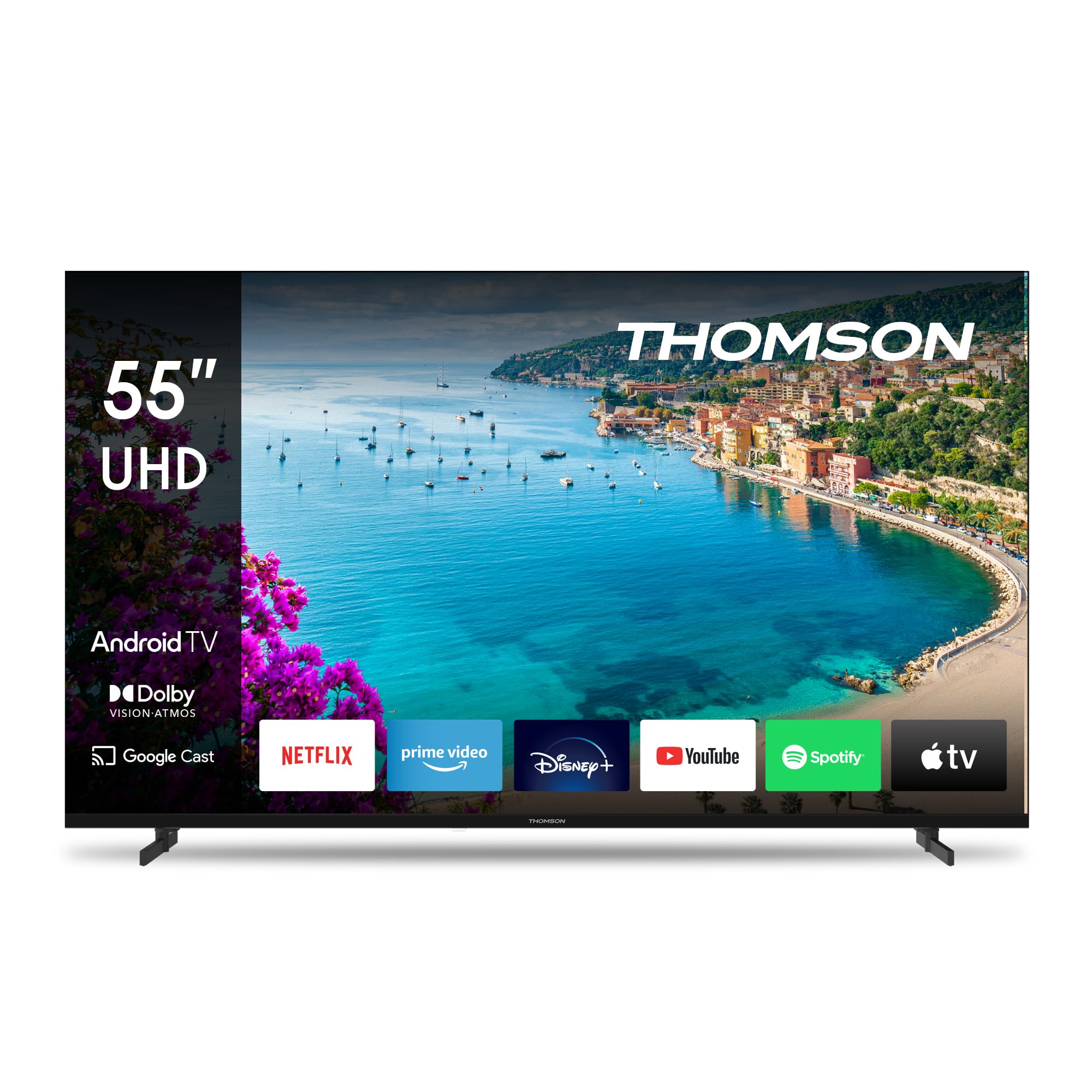 Thomson 55 Pollici (139 cm) 4K Ultra HD Smart Android TV, Google Assistant, Wi-​Fi, Dolby Digital, Bluetooth, Triple-​Tuner (Cavo/​Satellite/​Antenna), HDMI, CI+, A+ Pannello – 55UA5S13