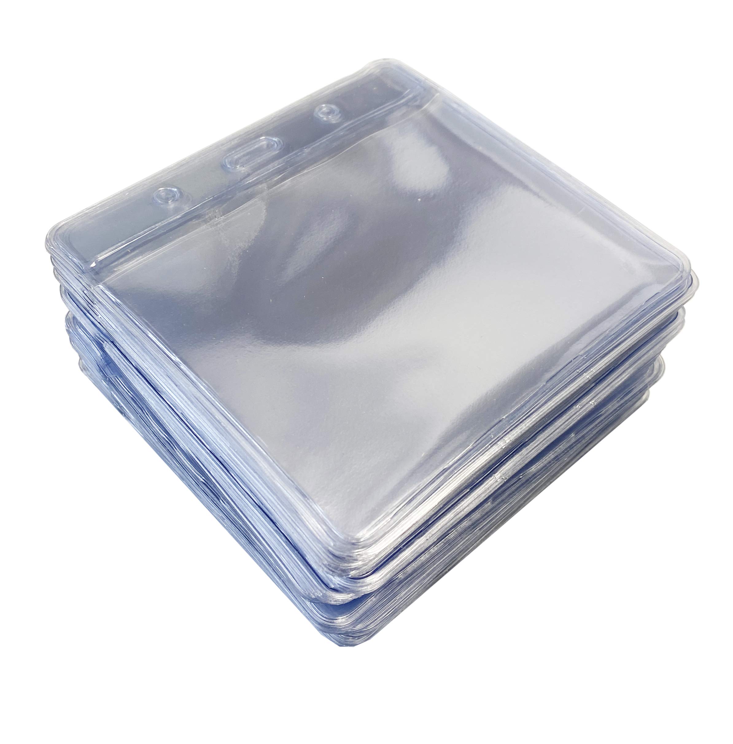 PCL Media ltd Clear Flexible Plastic ID Card Holder Pocket Wallet Large Insert Size (79 x 99mm) Pack of 75 Plastic Lanyard Card Holder Clear Conference