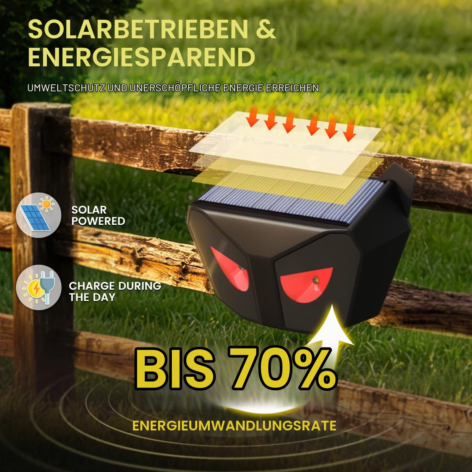 4er-Pack Katzenschreck für Garten, wasserdichte Solar Katzenschreck, Katzenabwehr für den Außenbereich mit rotem Blinklicht, visuelle Tierabwehr Nachtlicht gegen Katzen, Füchse