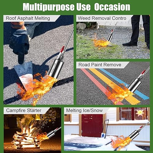 Miniatura 7 de Kit de quemador de malezas de propano, alto rendimiento de 1,200,000 BTU con encendedor (autoencendido), soplete de jardín resistente con manguera
