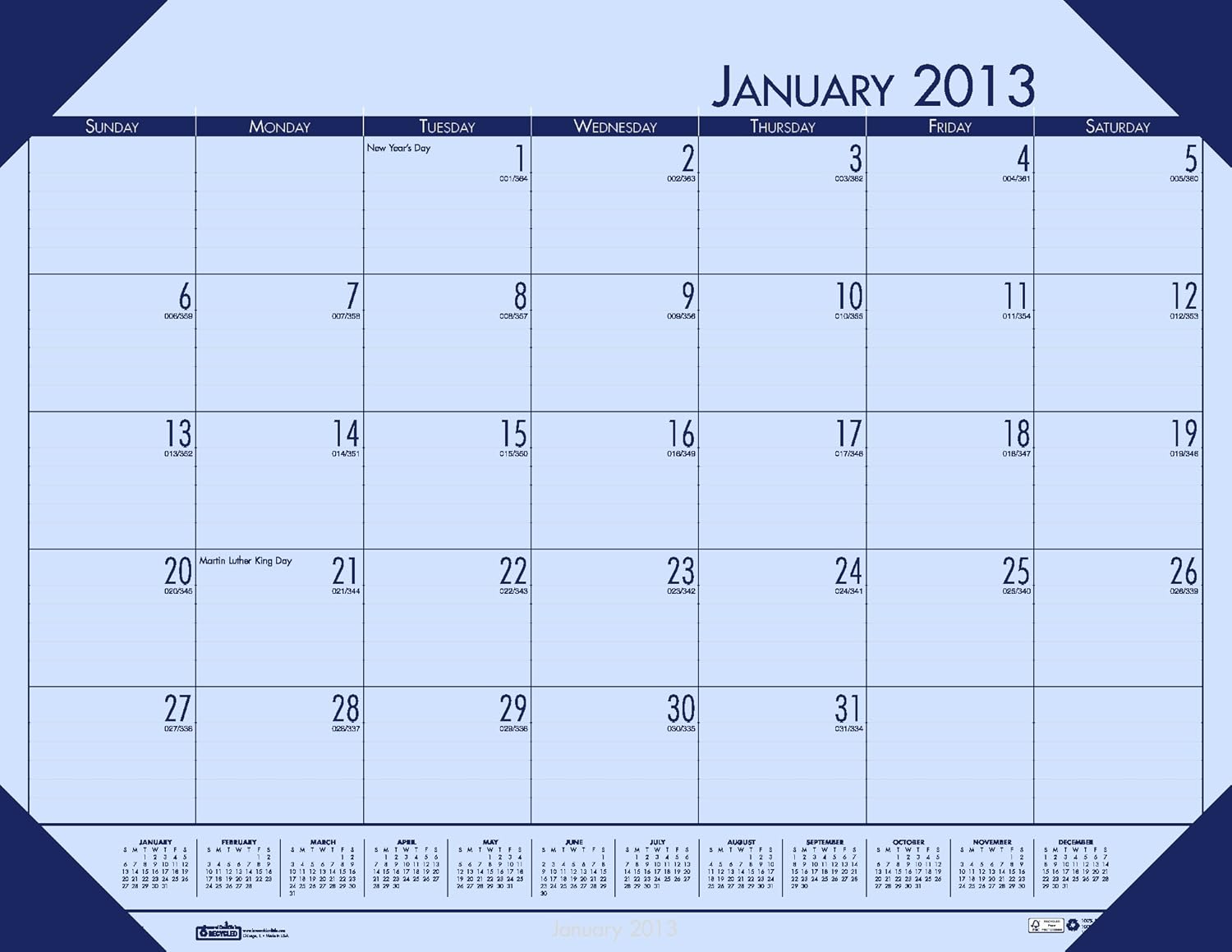 House of Doolittle EcoTone Orchid Desk Pad Recycled Calendar 22 x 17 Inches, 12 Months January 2013 to December 2013 (HOD12473)