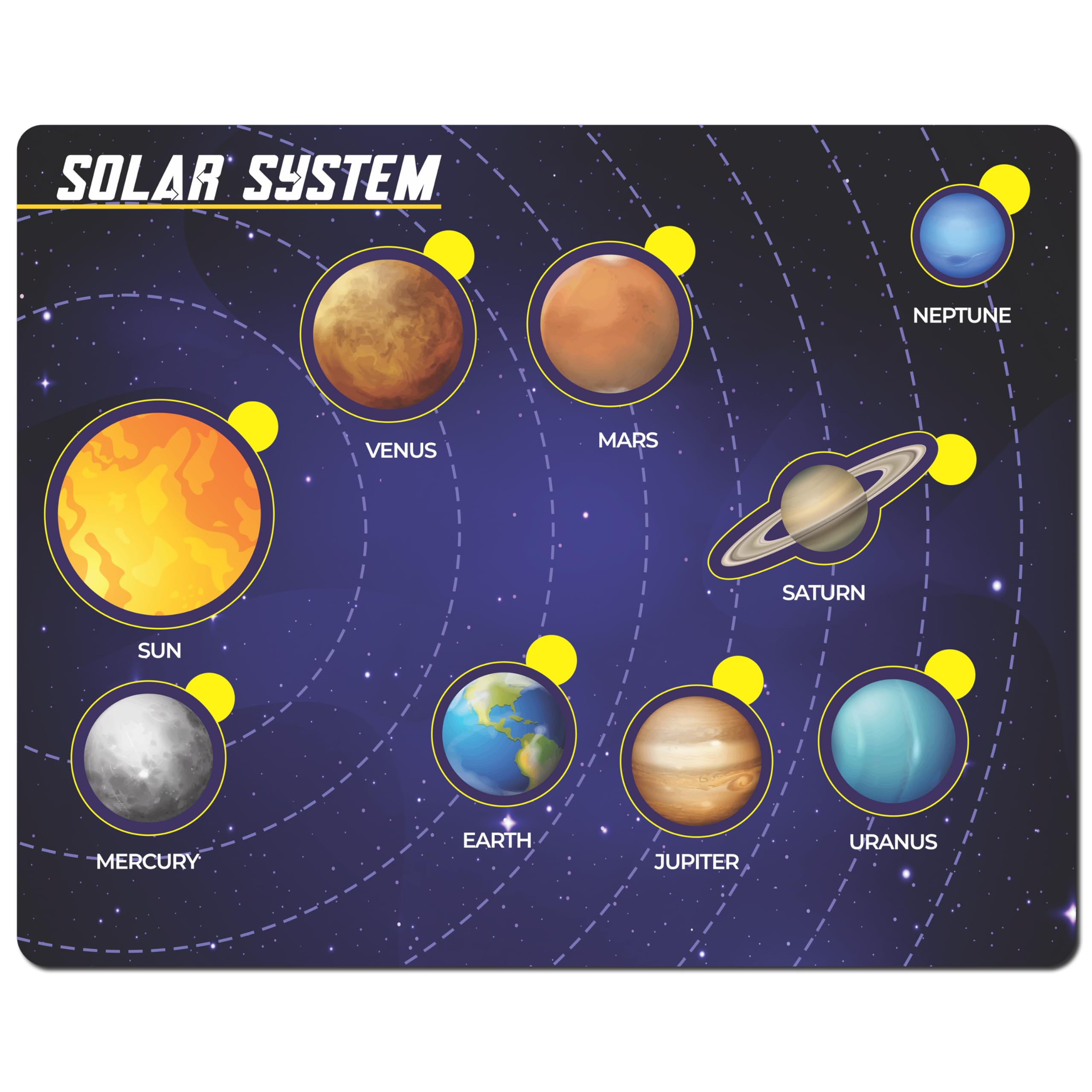 Trueflair Wooden Educational Toys Board for Kids of Age 2 Years & Above | Sensory Development Puzzle Toy for Boys and Girls (Solar System)