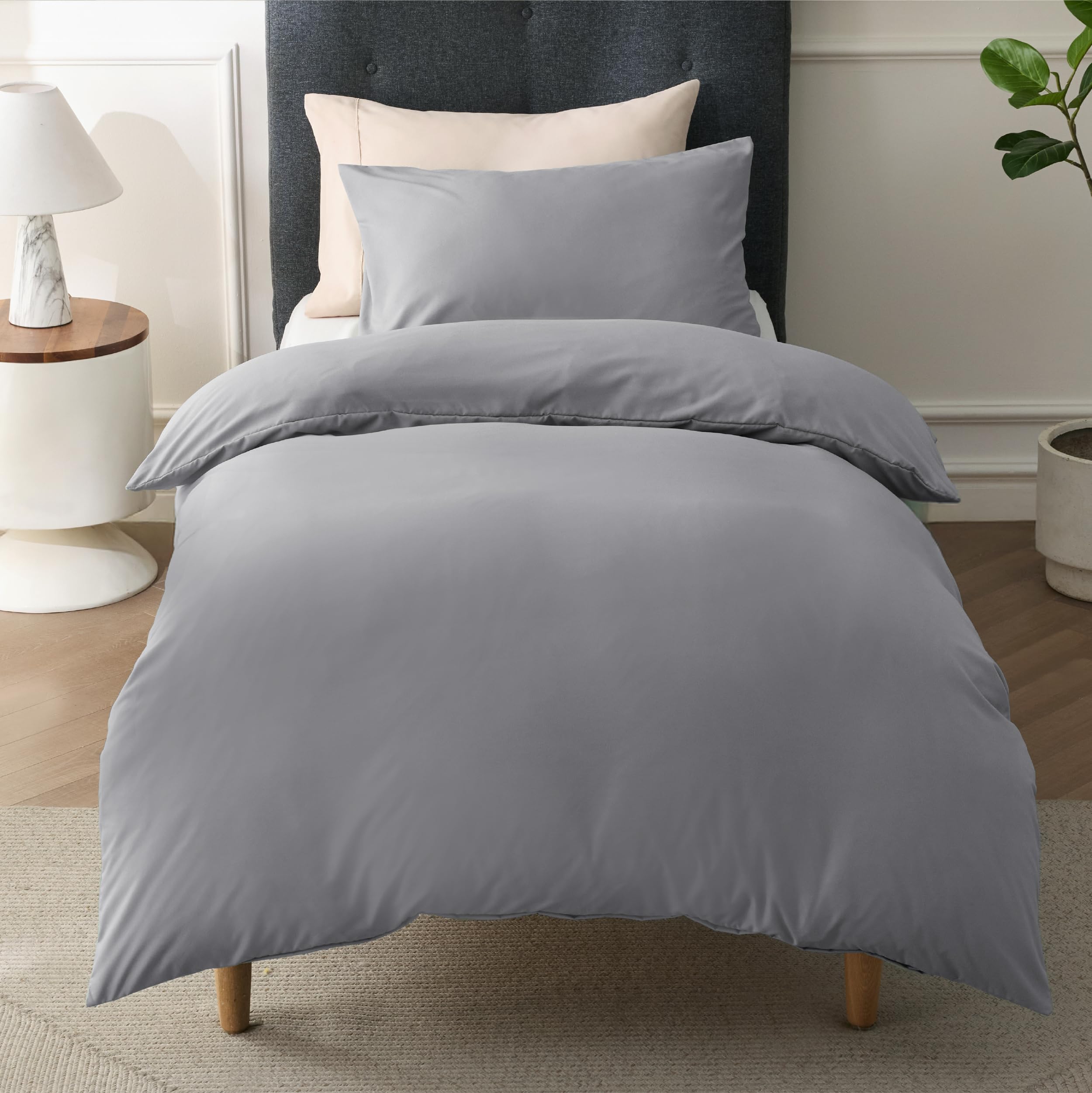 Bedsure Single Duvet Cover Set - Brushed Microfiber Bed Cover Set with Zipper Closure, Qui...